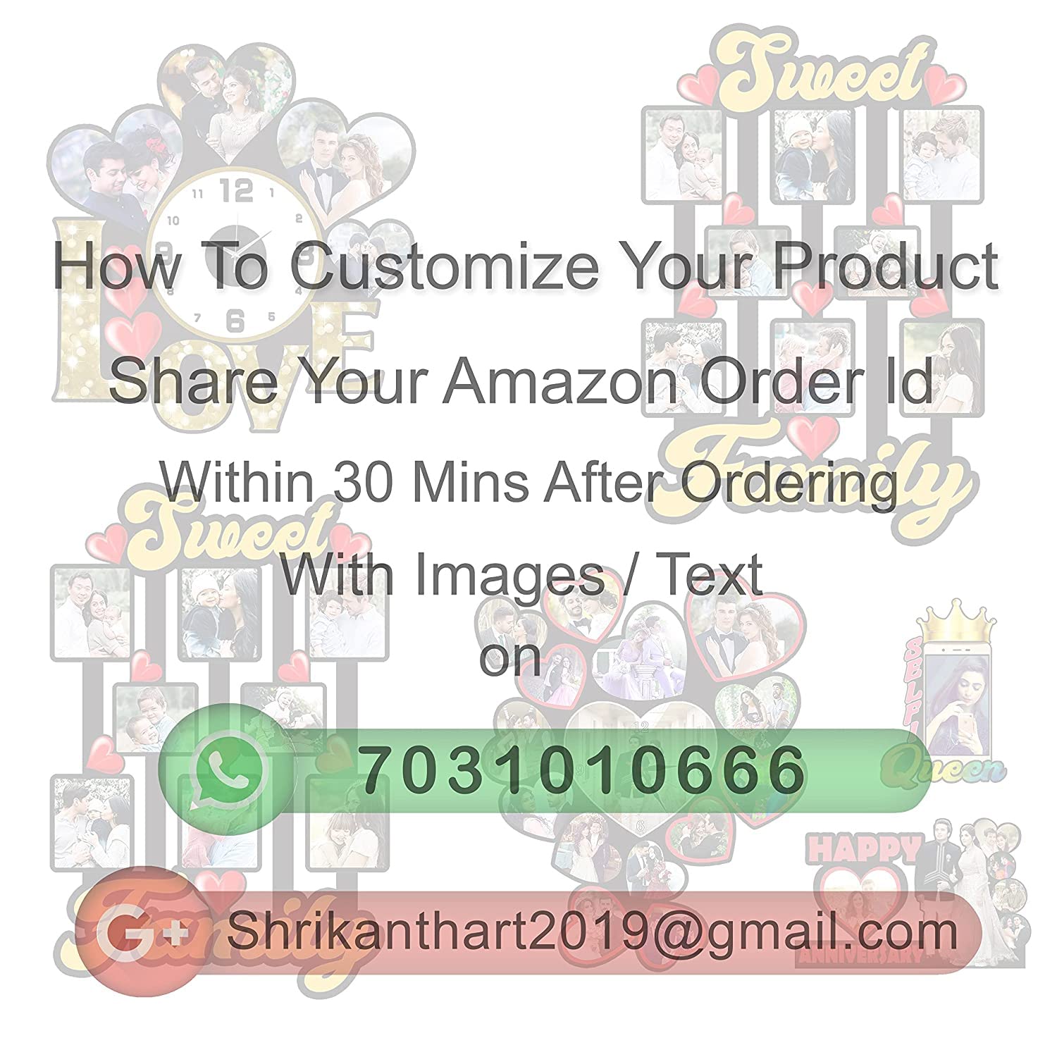 Shri Kanth Art Heart Customized Couple Photo Frame With Photo, Personalized Photo Or Picture Frame - Wall Mounted Wooden - Mosai